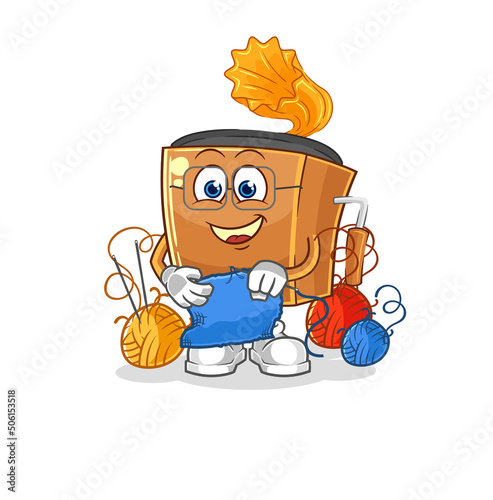 record player tailor mascot. cartoon vector