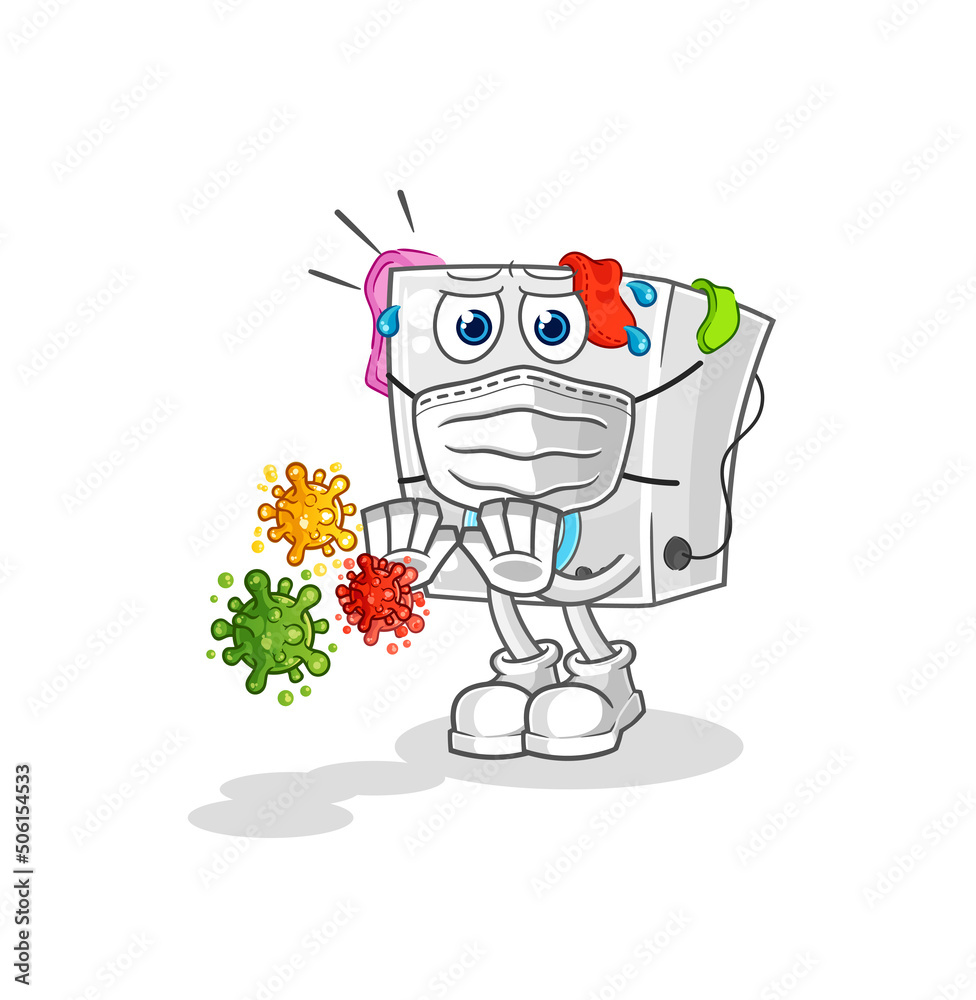 washing machine refuse viruses cartoon. cartoon mascot vector washing machine refuse viruses cartoon. cartoon mascot vector