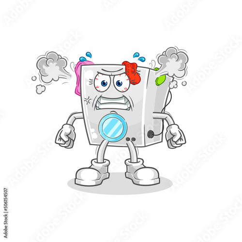 washing machine very angry mascot. cartoon vector
