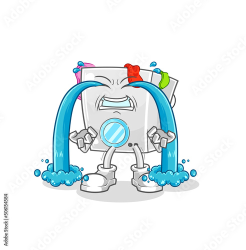 washing machine crying illustration. character vector