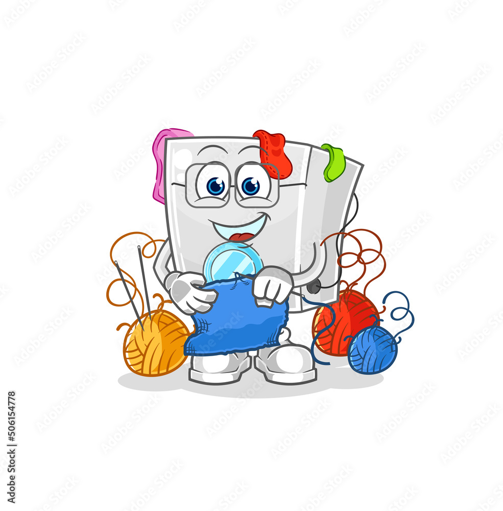 washing machine tailor mascot. cartoon vector