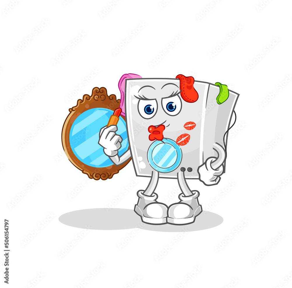 washing machine make up mascot. cartoon vector