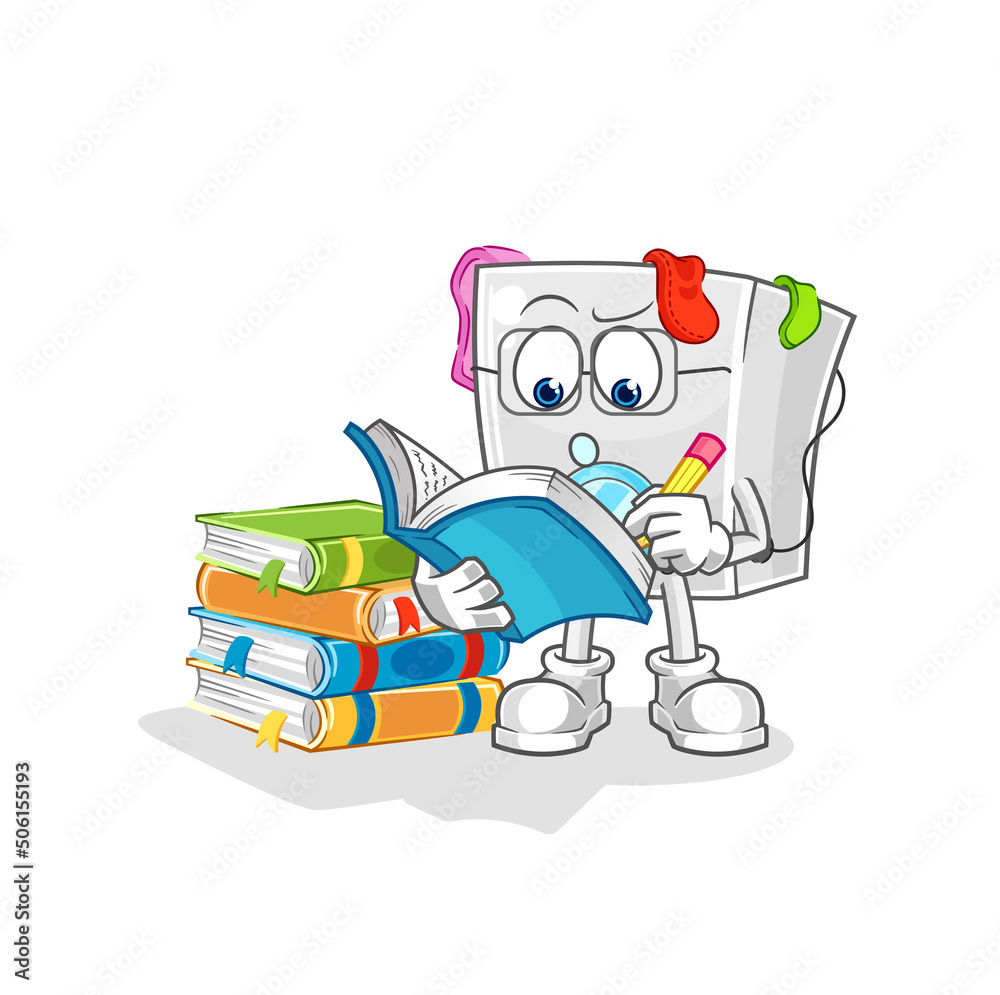 washing machine studying mascot. cartoon vector washing machine studying mascot. cartoon vector