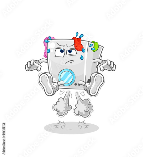 washing machine fart jumping illustration. character vector