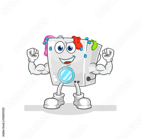 washing machine muscular cartoon. cartoon mascot vector