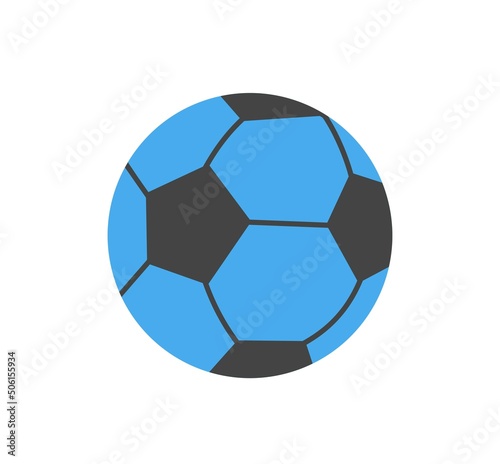 Various Sport equipment. Colorful sticker with blue soccer ball for professional game. Football, Active lifestyle and fitness inventory. Cartoon flat vector illustration isolated on white background