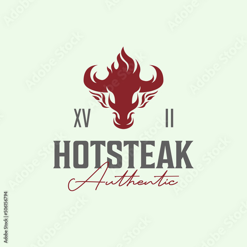 hot steak house vintage logo design.