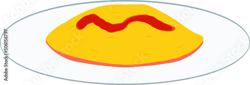 Clip art of omelette with ketchup