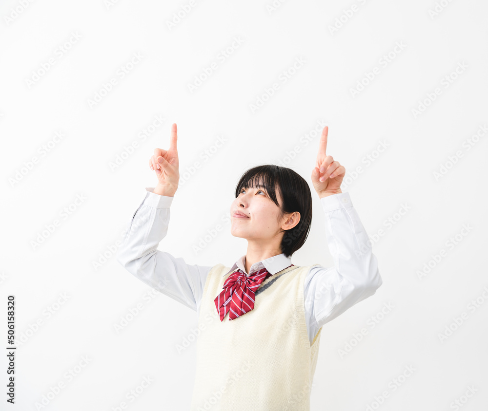 指差しをする女子高校生stock Photo Adobe Stock