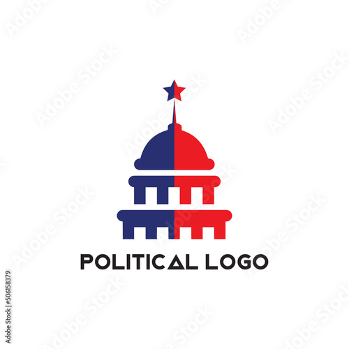 United States Capitol Building logo design. Capitol Hill Washington DC vector design. Political logo template