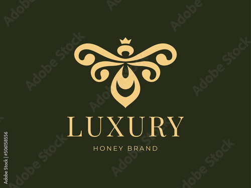 Luxury Honeybee Logo illustration best for label design Premium Vector