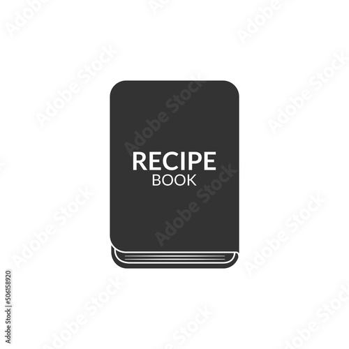 Silhouette cooking book icon with orange color. Recipe book text