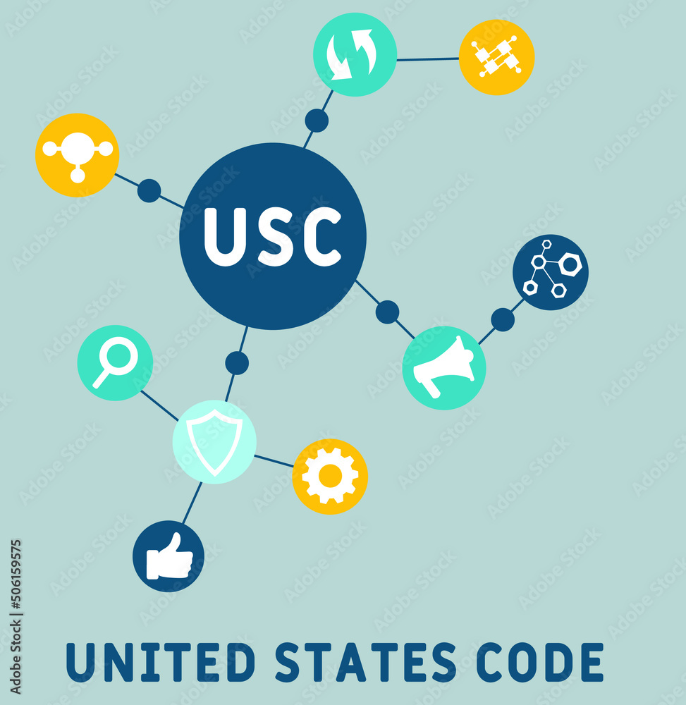USC - United States Code acronym. business concept background. vector illustration concept with keywords and icons. lettering illustration with icons for web banner, flyer, landing pag USC - United States Code acronym. business concept background. vector illustration concept with keywords and icons. lettering illustration with icons for web banner, flyer, landing pag