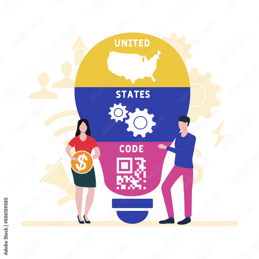 USC - United States Code acronym. business concept background. vector illustration concept with keywords and icons. lettering illustration with icons for web banner, flyer, landing pag
