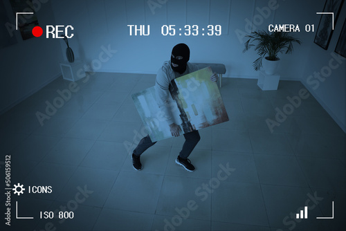 Фотография Thief in art gallery caught by surveillance camera