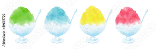 summer vector background with Japanese shaved ice dessert in watercolor for banners, cards, flyers, social media wallpapers, etc.