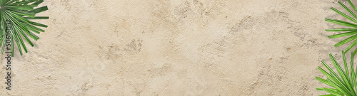 Wallpaper Mural Green tropical leaves on light grunge background with space for text. Banner for design Torontodigital.ca