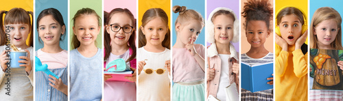Valokuva Collage with many cute little girls