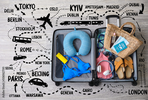 Suitcase with belongings, i...