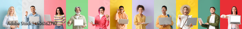 Set of people with laptops ...