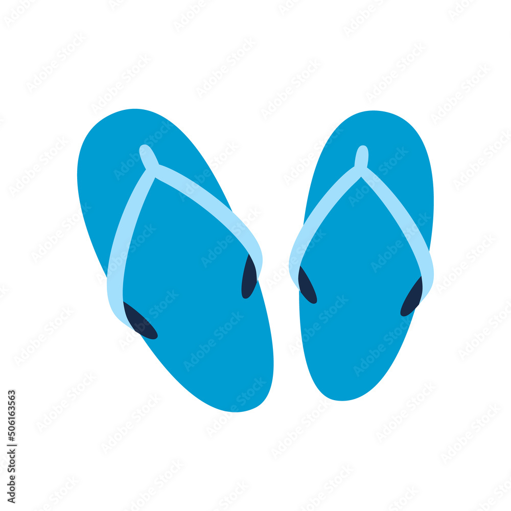 Blue flip flops. Summer beach holidays attributes, isolated on white background. Flat vector cartoon illustration, clipart. Blue flip flops. Summer beach holidays attributes, isolated on white background. Flat vector cartoon illustration, clipart.