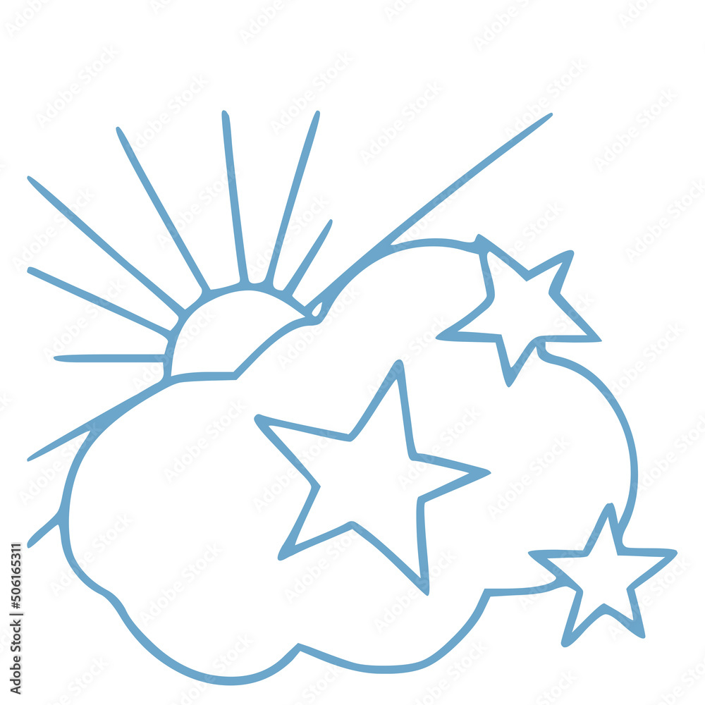 simple illustration of sun and cloud with stars simple illustration of sun and cloud with stars