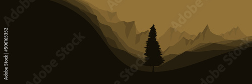 mountain flat design vector banner template good for web banner, ads banner, tourism banner, wallpaper, background template, and adventure design backdrop