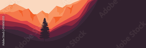 mountain flat design vector banner template good for web banner  ads banner  tourism banner  wallpaper  background template  and adventure design backdrop