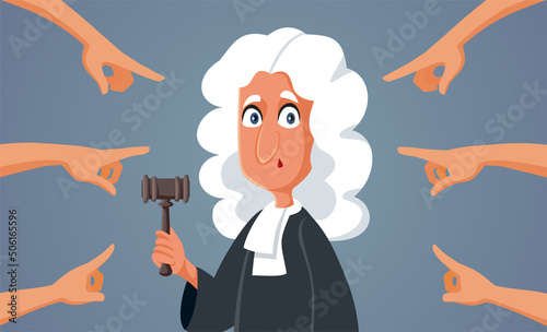 People Blaming the Judge for Judicial Error Vector Illustration