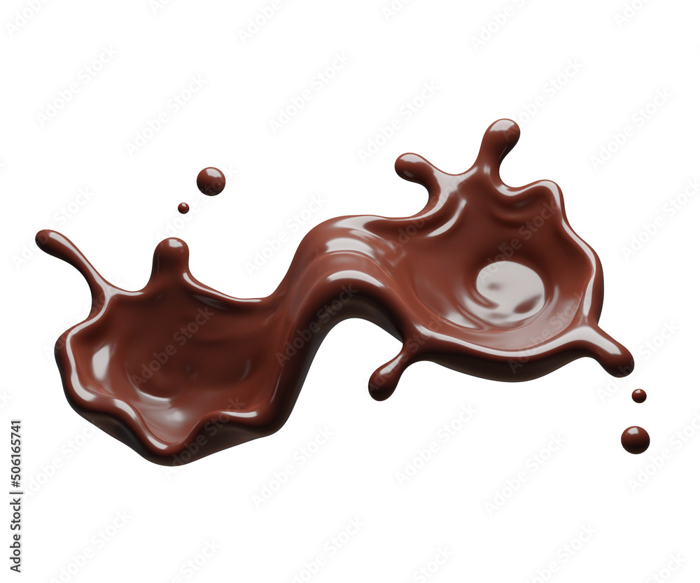 Chocolate splash abstract shapes with clipping path , 3D Rendering, 3D illustration