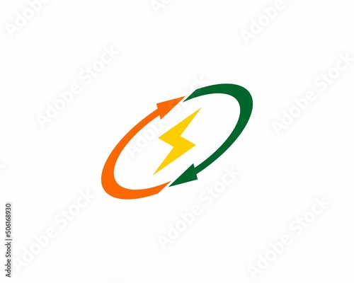 Circular arrow with energy symbol in the middle
