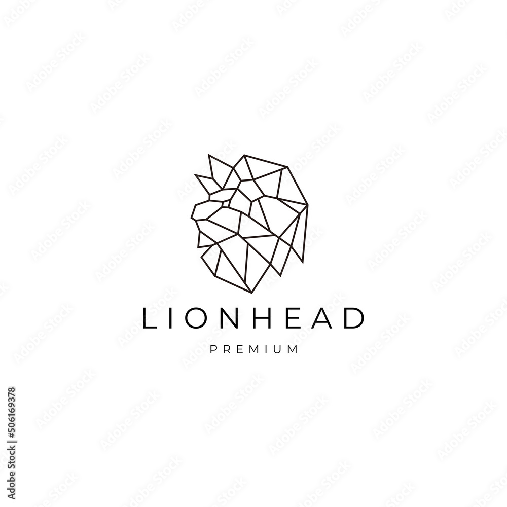 Lion head geometric polygonal logo vector icon design template Lion head geometric polygonal logo vector icon design template