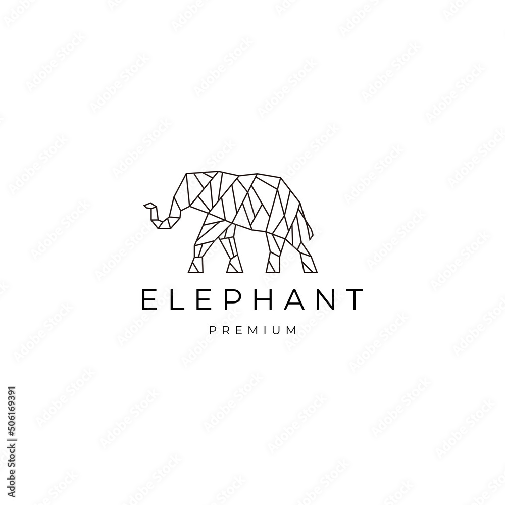 Obraz premium Elephant geometric polygonal logo vector icon design template