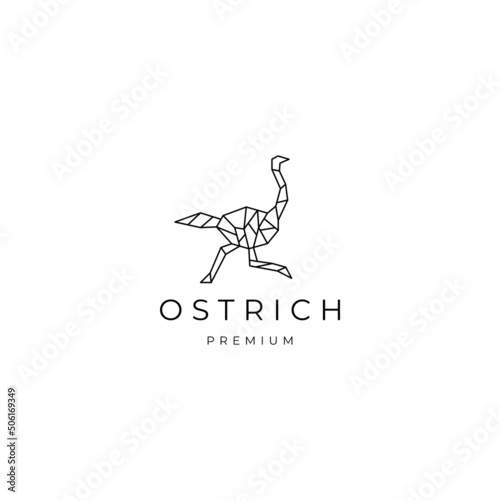 Ostrich geometric polygonal logo vector icon design template
