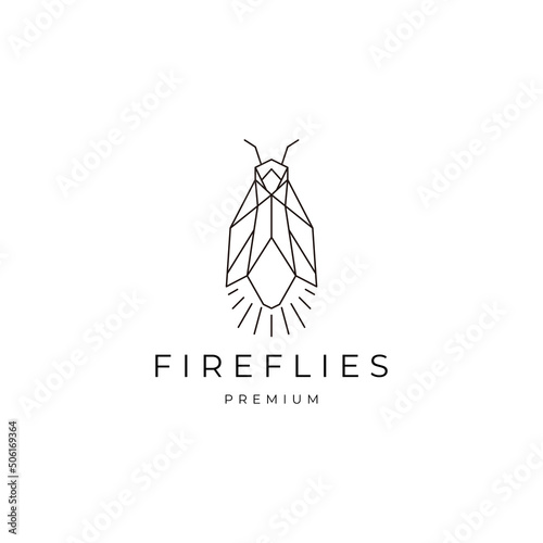 Fireflies geometric polygonal logo vector icon design template