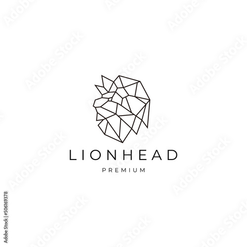 Lion head geometric polygonal logo vector icon design template