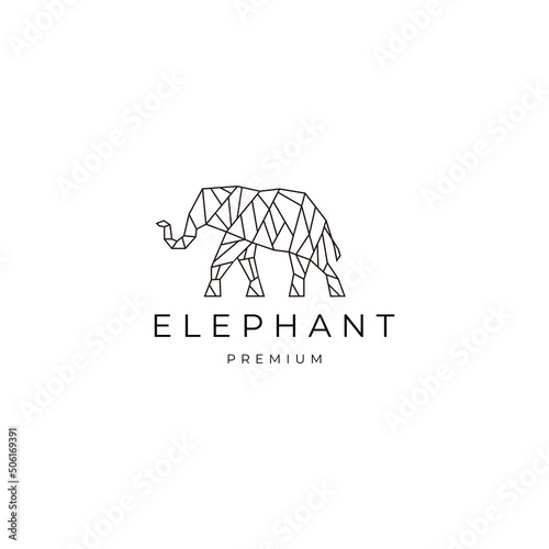 Elephant geometric polygonal logo vector icon design template