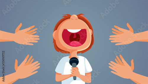 Spectators Applauding at a Musical Festival Vector Cartoon Illustration