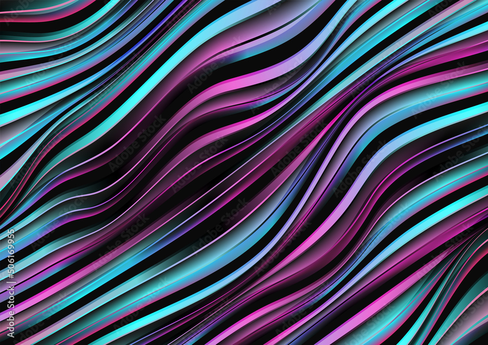 Colorful holographic abstract liquid waves futuristic background. Vector design