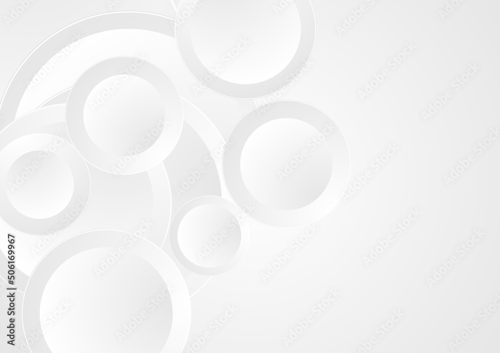 Grey white paper circles abstract tech minimal background. Vector design Grey white paper circles abstract tech minimal background. Vector design