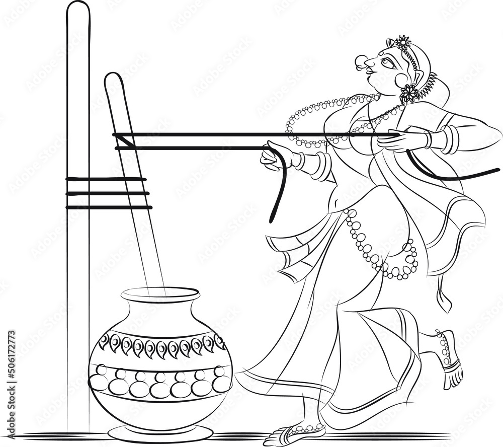 Indian village morning rituals. the lady churning buttermilk for butter