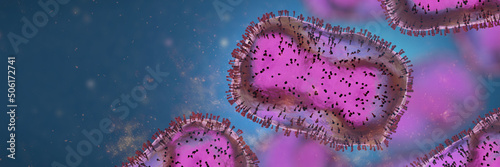 Monkeypox viruses, infectious zoonotic disease, background banner with empty space 