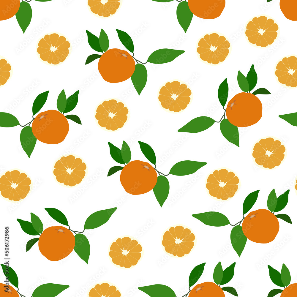 Seamless pattern with oranges and leaves Seamless pattern with oranges and leaves