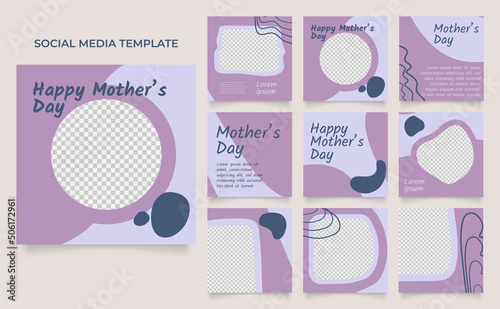 social media template banner mothers day design promotion. fully editable instagram and facebook square post frame puzzle organic sale poster.