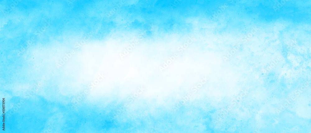 pastel sky blue background with soft puffy cloudy white center with faded vintage textured border, pastel aquarelle painted paper template texture Background. pastel sky blue background with soft puffy cloudy white center with faded vintage textured border, pastel aquarelle painted paper template texture Background.