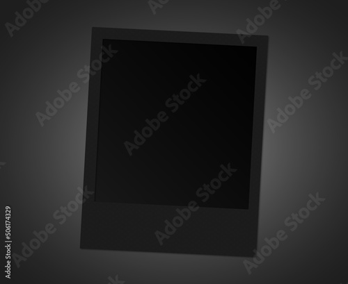 photo frame on black, polaroid, camera, instant