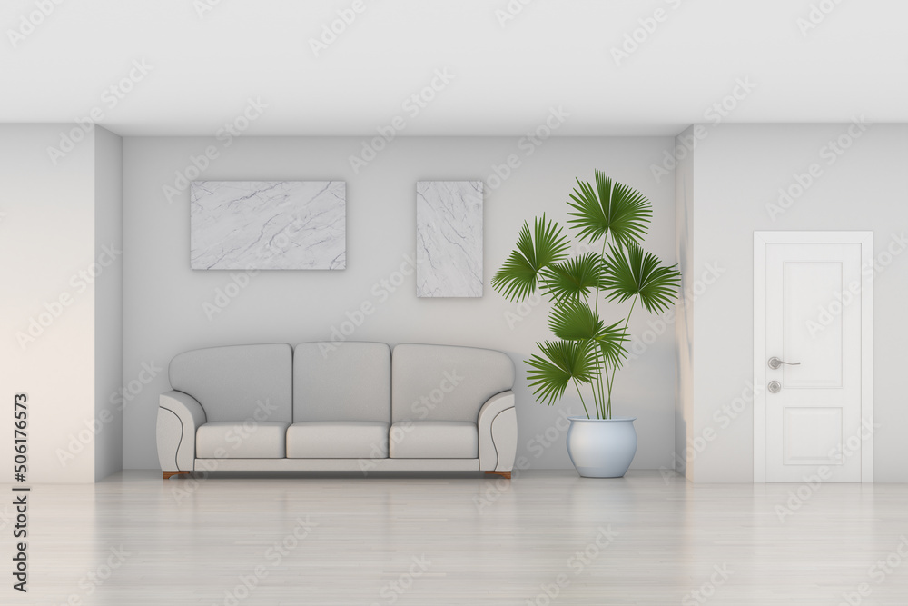 Fototapeta premium Home interior. Living room. 3D illustration
