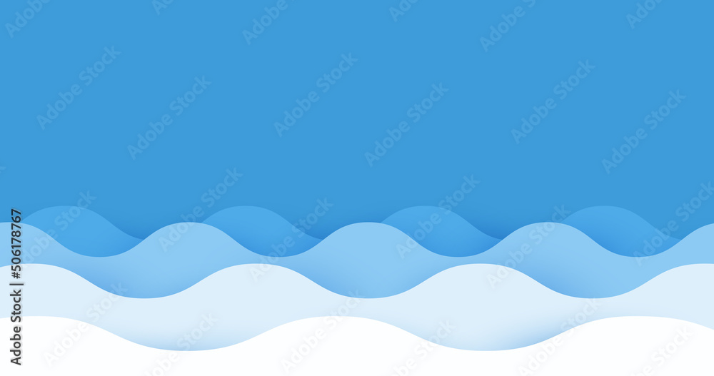 Water wave background. Paper art style. Vector illustration - obrazy, fototapety, plakaty 