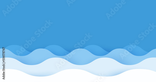 Water wave background. Paper art style. Vector illustration