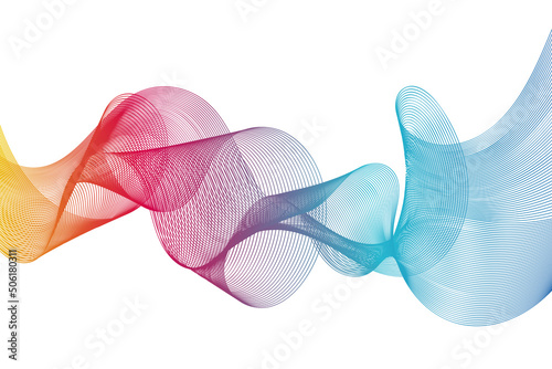 Colorful abstract wave lines flowing on a white background, ideal for topics about technology, music, science and the digital world